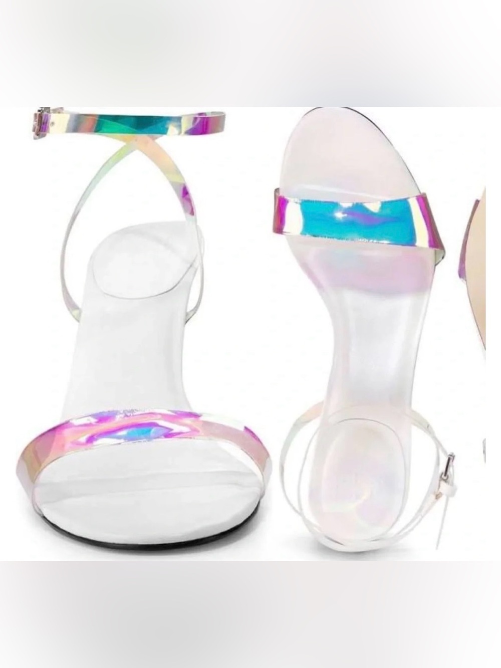 MARC FISHER Iridescent Clear Strap Ankle-Heel Sandals - Women